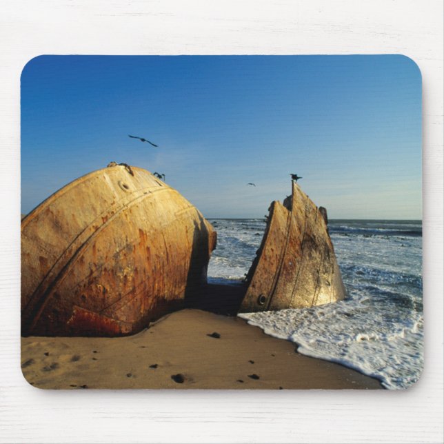 Shipwreck On Beach, Skeleton Coast, Namibia Mouse Pad (Front)