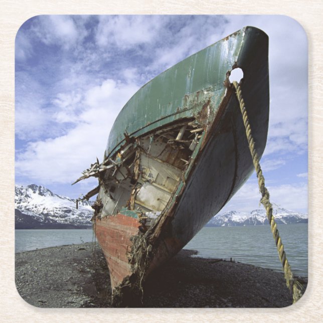 Shipwreck On Shore Square Paper Coaster (Front)
