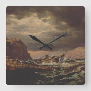 Shipwreck on the Norwegian Coast by Johan Dahl  Square Wall Clock