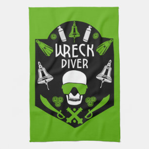 Shipwreck Sea Divers Tea Towel