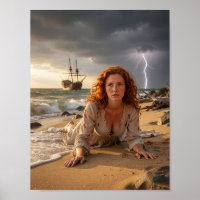 Shipwrecked by Thunder on the Shore Poster