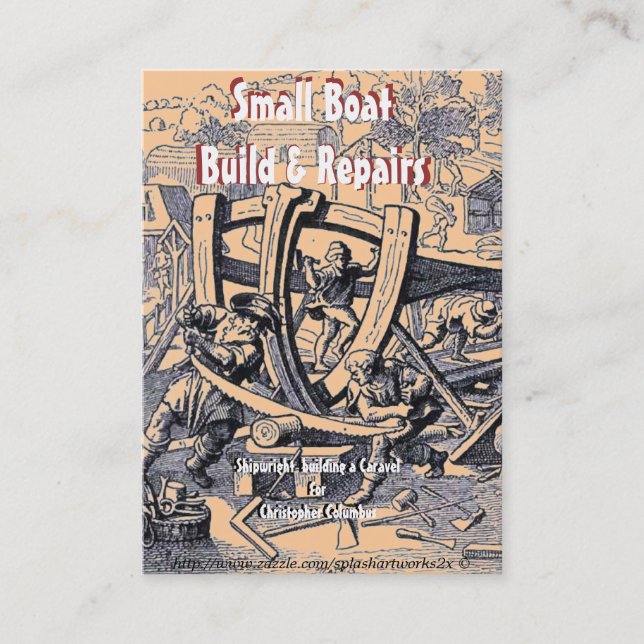 "Shipwright & Small boat repair- Business Card" Business Card (Front)