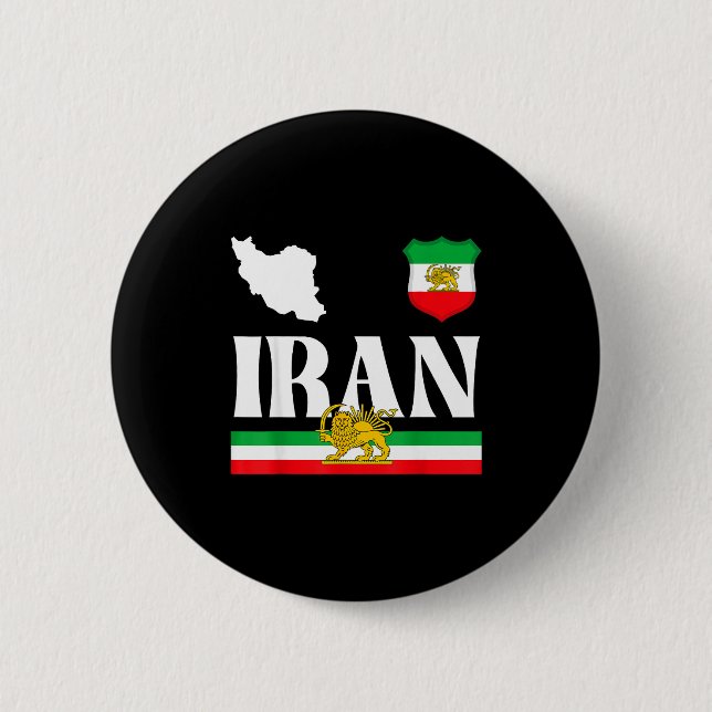 Shir o khorshid iran, lion and sun, persia  6 cm round badge (Front)