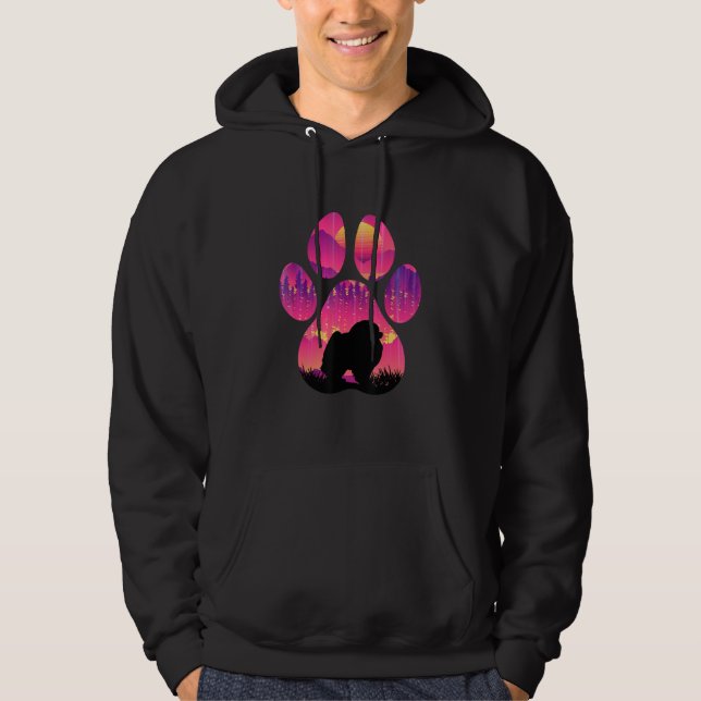Shiranian Paw Mom Dad Dog  Women Men Hoodie (Front)