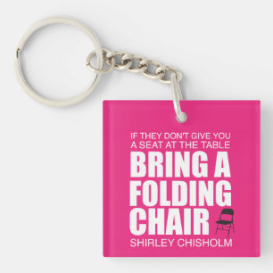 Shirley Chisholm Folding Chair Pink Key Ring