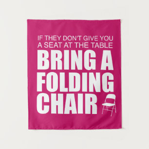 Shirley Chisholm Folding Chair Tapestry Hot Pink