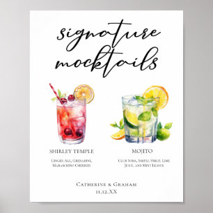 Shirley Temple Mojito Signature Mocktails Menu Poster