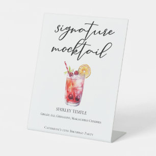 Shirley Temple Signature Mocktail Custom Party Pedestal Sign