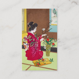 Shiro Kasamatsu Ikebana japan flowers lady scene Business Card
