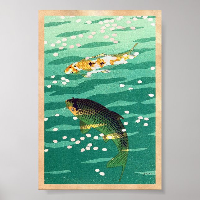 Shiro Kasamatsu Karp Koi fish pond japanese art Poster (Front)