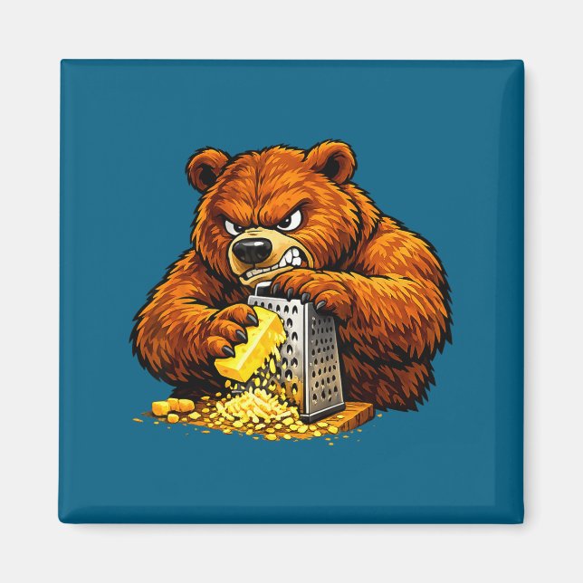 Shirt Angry Bear Grating Cheese Grater Magnet (Front)