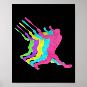 Shirt Baseball Homerun Hit 80s Colors Poster