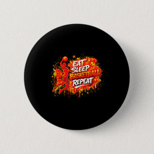 Shirt Basketball Eat Sleep Win Repeat 6 Cm Round Badge