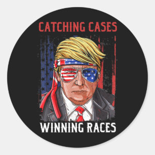 Shirt Catching Cases Winning Races Convicted Felon Classic Round Sticker