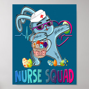 Shirt Dabbing Bunny Easter Eggs Nursing Poster