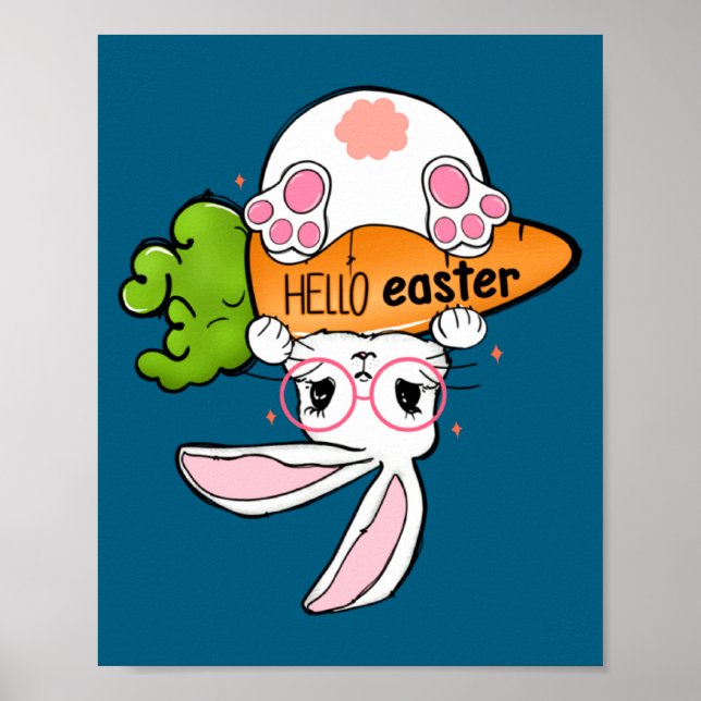 Shirt Hello Easter Reverse Bunny Retro Poster (Front)