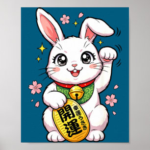Shirt Japanese Lucky Rabbit Maneki Neko Poster