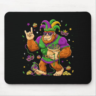 Shirt Mardi Gras Bigfoot Sasquatch Mardi Mouse Pad