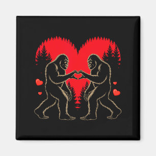 Shirt Retro Bigfoot Sasquatch Heart Valentine Magnet