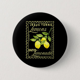 Shirt Retro Jesus Turns Lemons Lemonade 6 Cm Round Badge