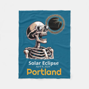 Shirt Skeleton Solar Eclipse Portland Indiana Fleece Blanket