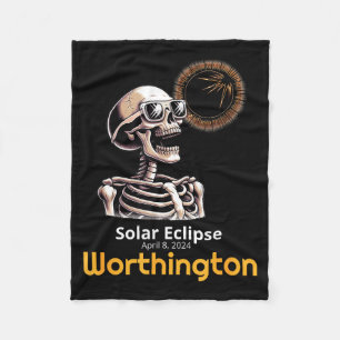Shirt Skeleton Solar Eclipse Worthington Indiana Fleece Blanket