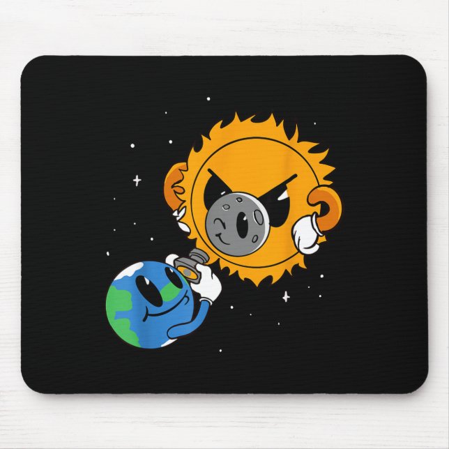 Shirt Solar Eclipse Cartoon Earth Moon Mouse Pad (Front)