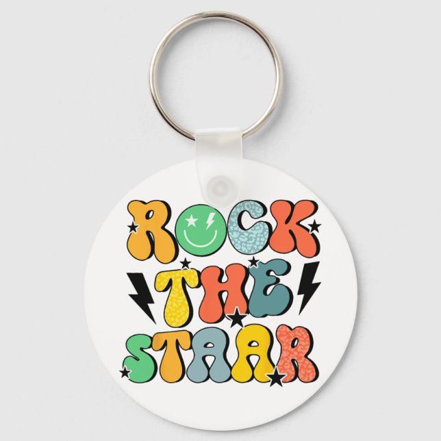 Shirt Test Day Rock The Funny Staar Test Squad  Key Ring (Front)