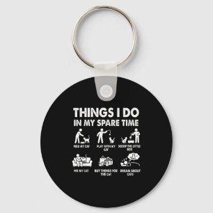 Shirt Things Spare Time Cat Dad Key Ring