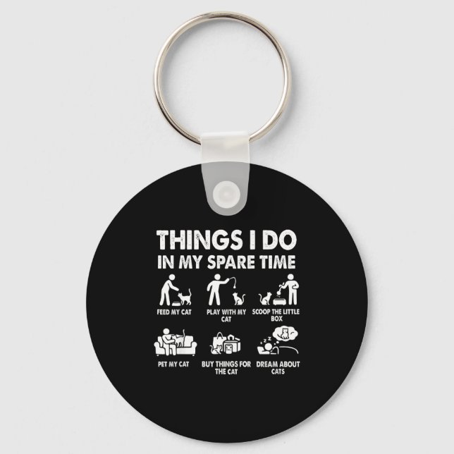 Shirt Things Spare Time Cat Dad Key Ring (Front)