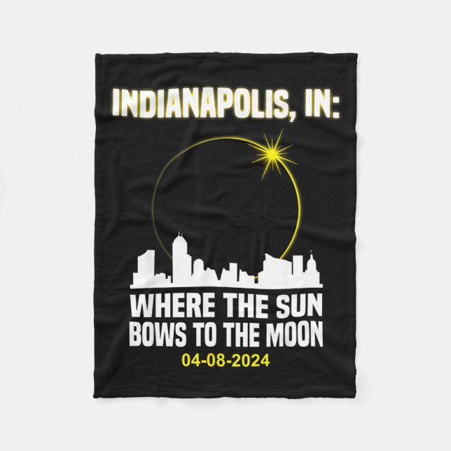 Shirt Total Solar Eclipse Indianapolis Skyline Fleece Blanket (Front)