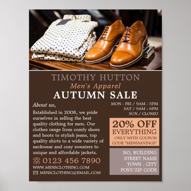 Shirts and Shoes, Men's Clothing Store Advertising Poster (Front)