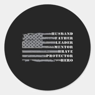 Shirts For Men Vintage Husband Retro Daddy Fathers Classic Round Sticker