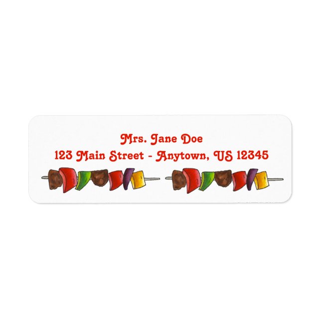 Shish Kebab Vegetable BBQ Picnic Cookout Labels (Front)