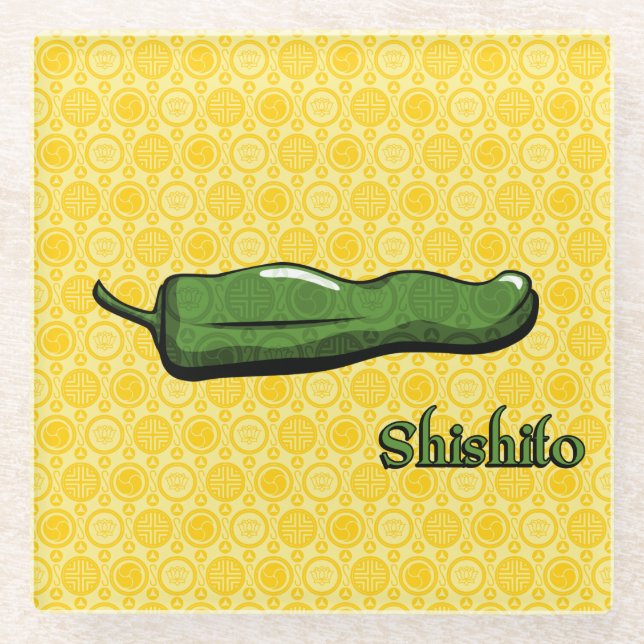 Shishito Chilli Pepper Glass Coaster (Front)