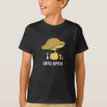 Shitake Happens Funny Mushroom Pun Dark BG T-Shirt<br><div class="desc">Shitake Happens Funny Mushroom Pun features a cute mushoom. Perfect pun gift for family and friends who love cute mushroom puns.</div>