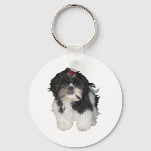 Shitzu Shih Tzu Puppy Dogs Key Ring (Front)