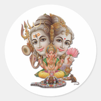 Shiva and family classic round sticker