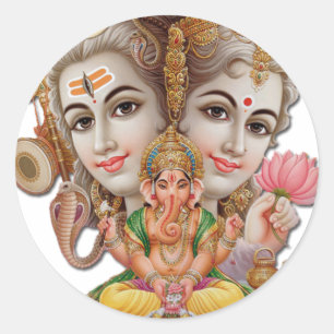 Shiva and family classic round sticker