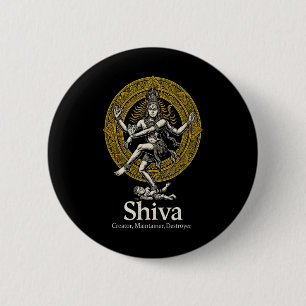 Shiva Creator Preserver Destroyer Nataraja Hindu V 6 Cm Round Badge