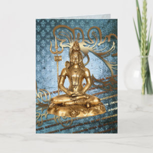 Shiva gold, blue, damask Greeting Card Notecard