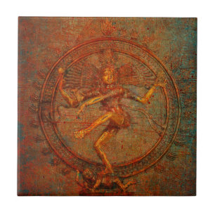 Shiva On Distressed Background Overlay Ceramic Tile
