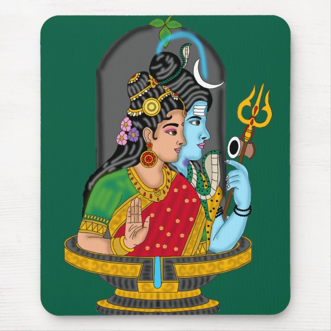 Shiva Parvati – Divine Love & Blessings Mouse Pad (Front)