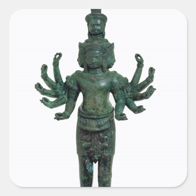 Shiva with many arms and heads, Angkor Square Sticker (Front)