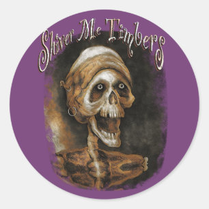 Shiver me Timbers - Skeleton Pirate Classic Round Sticker