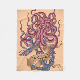 Shiver My Soul   Octopus Tatto Fleece Blanket