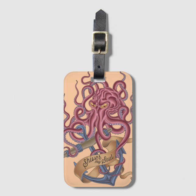Shiver My Soul | Octopus Tatto Luggage Tag (Front Vertical)