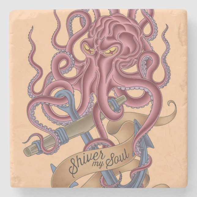 Shiver My Soul | Octopus Tatto Stone Coaster (Front)