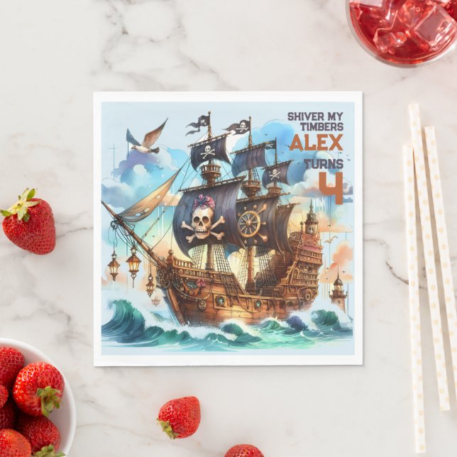 Shiver My Timbers Pirate Theme Napkin (Insitu)