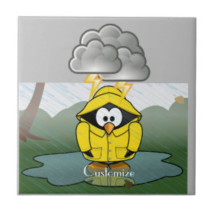 Shivering Rainy Day Penguin Thunder_Cove Ceramic Tile